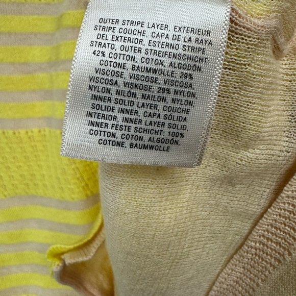 Anthropologie Moth Size Medium Yellow Striped Button Short Sleeve Cardigan Top - Picture 7 of 8